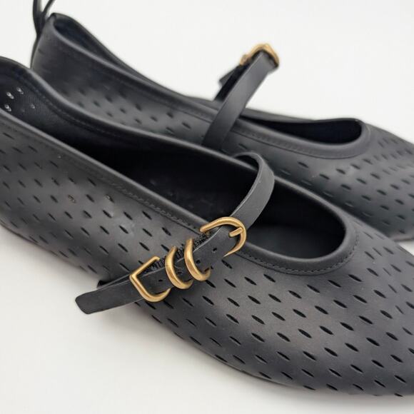 Rag & Bone Spire Perforated Mary Jane Flat Women's Black Leather Size US8.5 EU39 - Picture 6 of 13